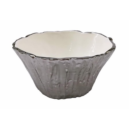 Jiallo Jiallo 69102 8 in. Botanic Porcelain Tree Bark Bowl; Silver 69102